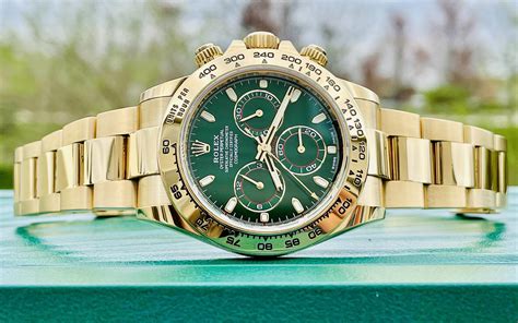 rolex gold daytona green dial|daytona Rolex gold price.